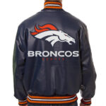 Navy Blue Denver Broncos NFL Team Leather Jacket