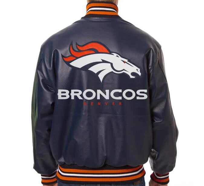 Navy Blue Denver Broncos NFL Team Leather Jacket - Maker of Jacket