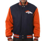 Navy Orange NFL Team Denver Broncos Varsity Jacket