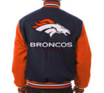 Navy Orange NFL Team Denver Broncos Varsity Jacket