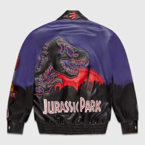 OVO Jurassic Park Purple Black Leather Jacket