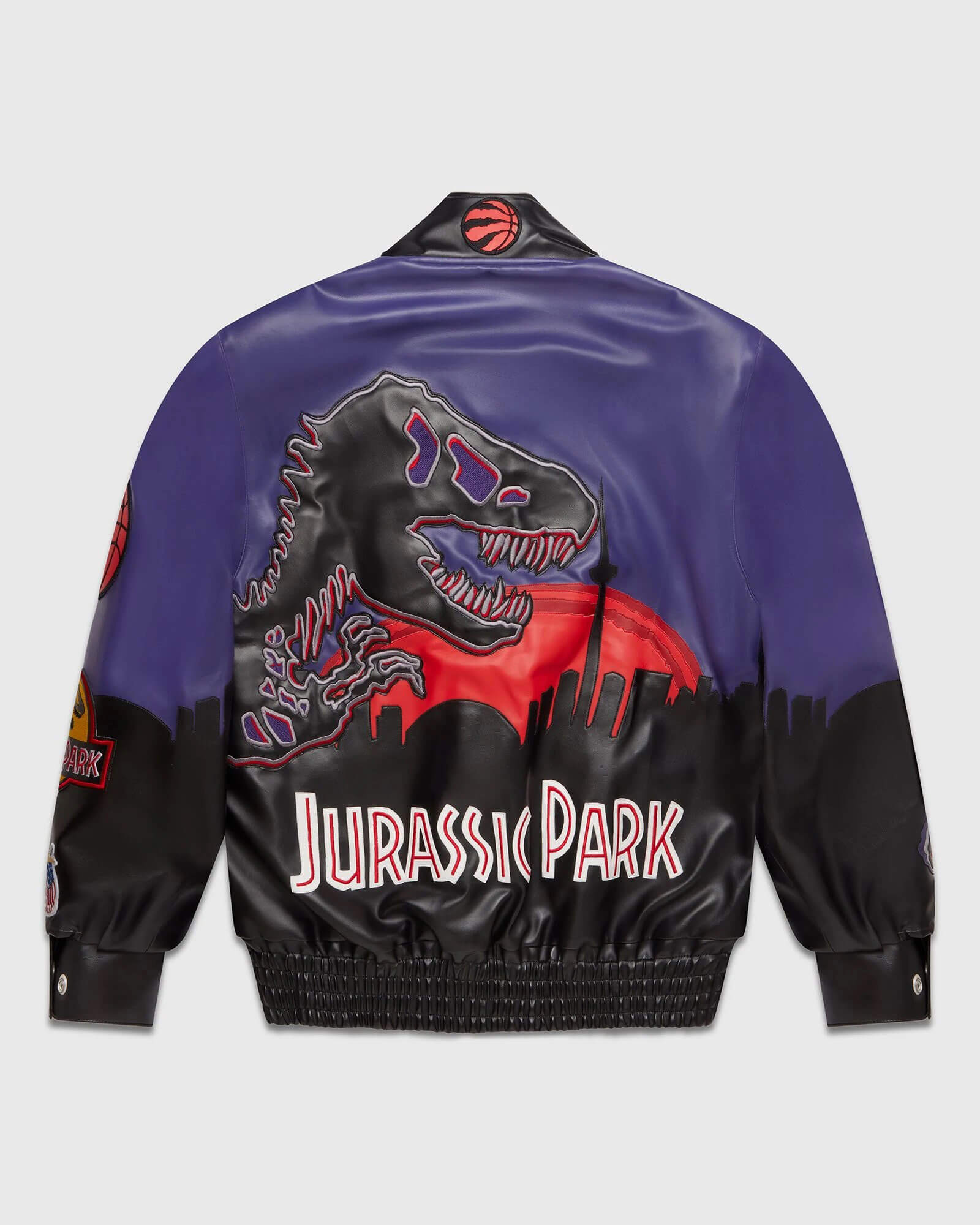 OVO Jurassic Park Purple Black Leather Jacket (1) OVO Jurassic Park Purple Black Leather Jacket