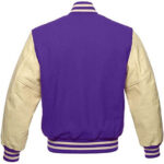 Purple Cream Letterman Baseball Varsity Jacket Back