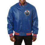 Royal NHL Edmonton Oilers Leather Jacket (front)
