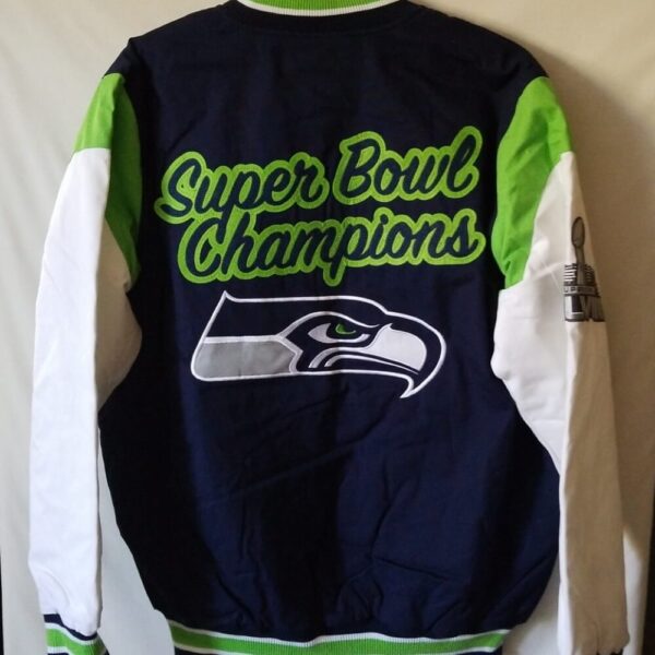 Seattle Seahawks NFL Super Bowl Varsity Jacket Back