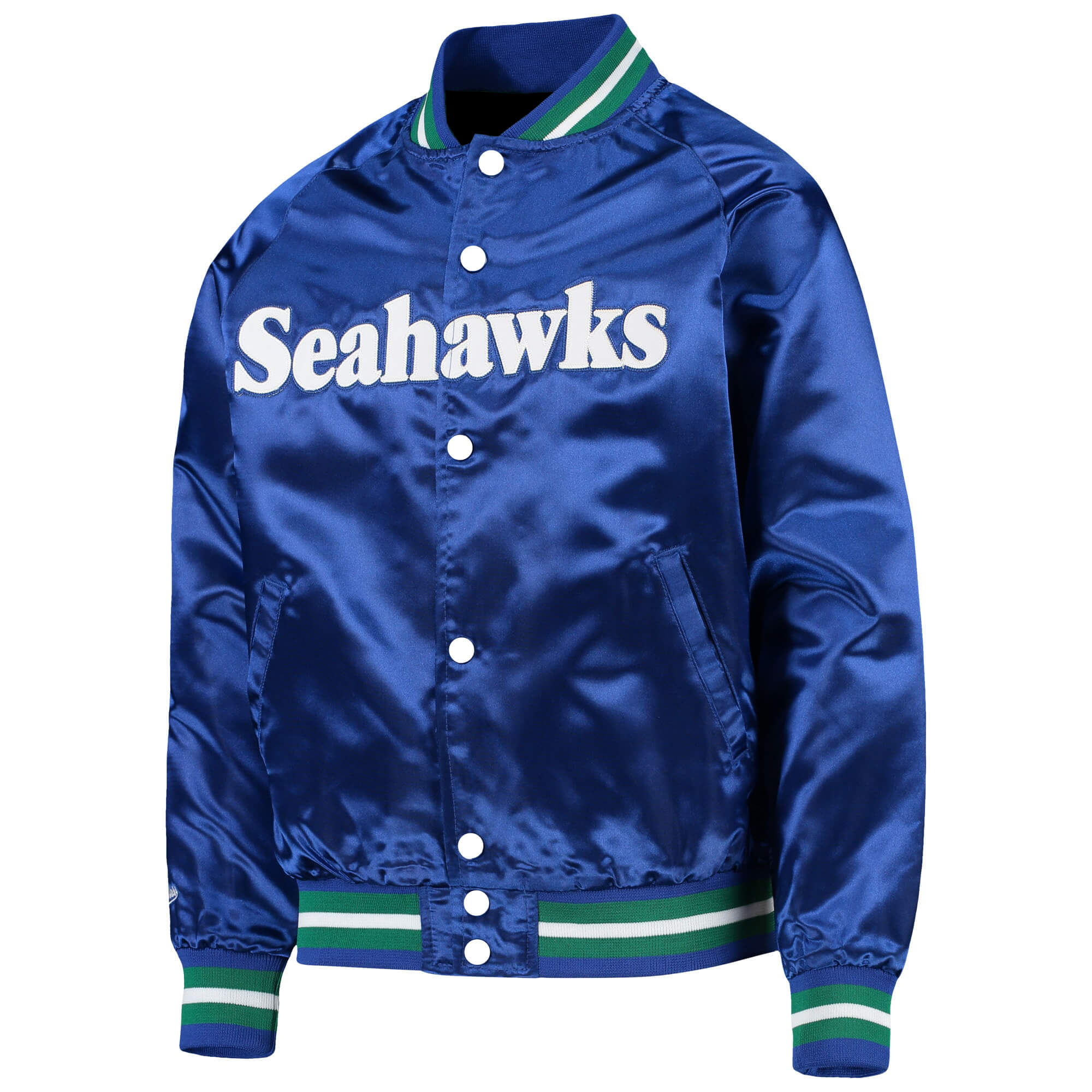 Seattle Seahawks Youth Lightweight Satin Jacket (1) Seattle Seahawks Youth Lightweight Satin Jacket Front