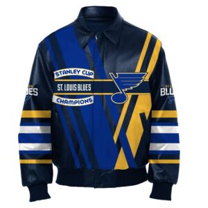 Maker of Jacket Satin Jackets St Louis Blues Blue and Navy Varsity