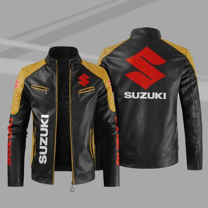 Suzuki Sport Black And Yellow Leather Jacket (1) Suzuki Sport Black And Yellow Leather Jacket