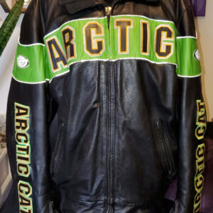 Team Arctic Cat Racing Black And Green Leather Jacket