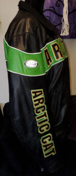 Team Arctic Cat Racing Black And Green Leather Jacket