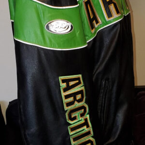 Team Arctic Cat Racing Black And Green Leather Jacket