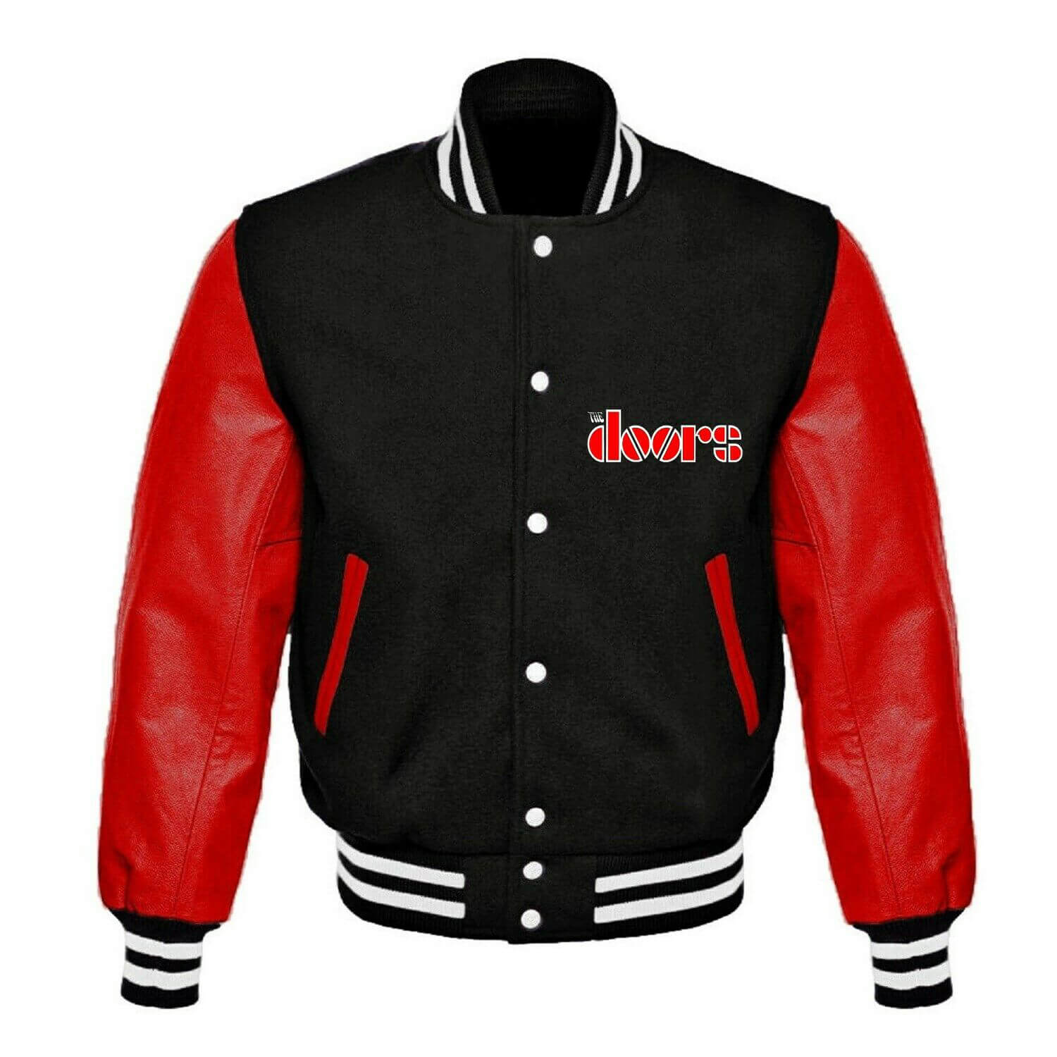 The Doors Black And Red Varsity Jacket (1) The Doors Black And Red Varsity Jacket
