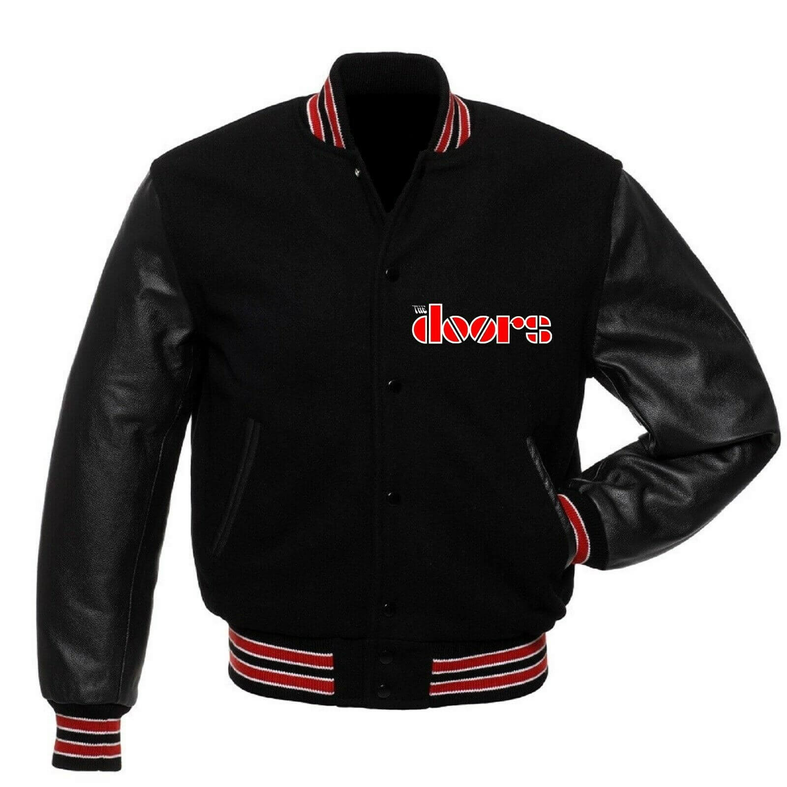 The Doors Black Wool Leather Jacket (1) The Doors Black Wool Leather Jacket