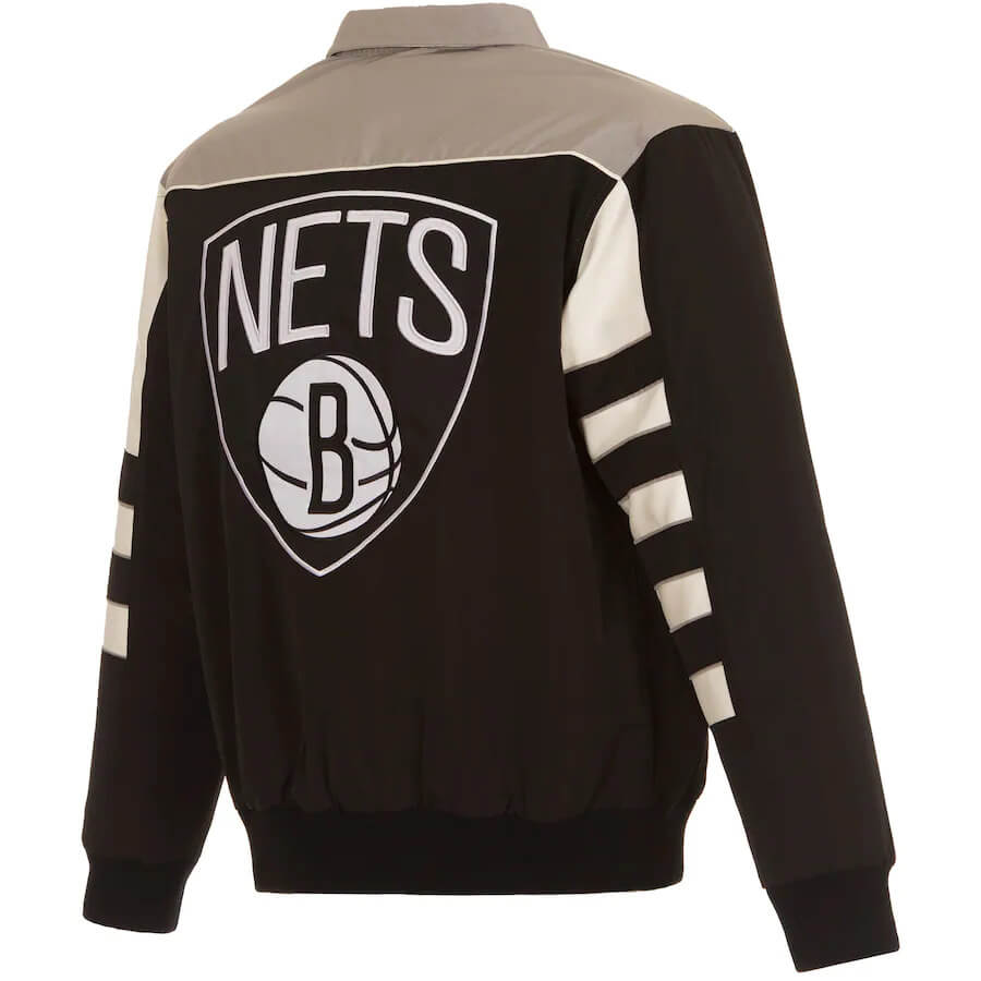 Maker of Jacket NBA Teams Jackets Brooklyn Nets Varsity Black White Letterman