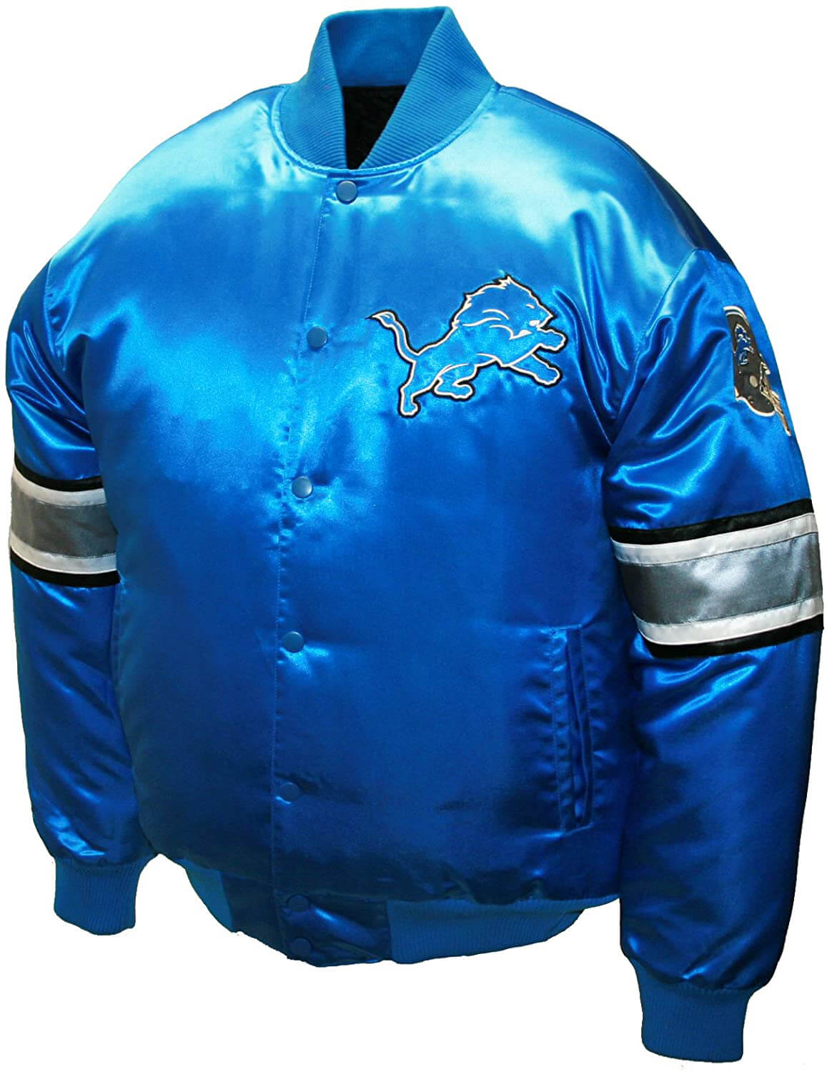 Tricolor NFL Team Detroit Lions Satin Jacket (1) Tricolor NFL Team Detroit Lions Satin Jacket