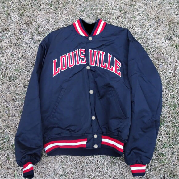 Vintage 90s Louisville Cardinals Navy Blue Satin Jacket - Maker of