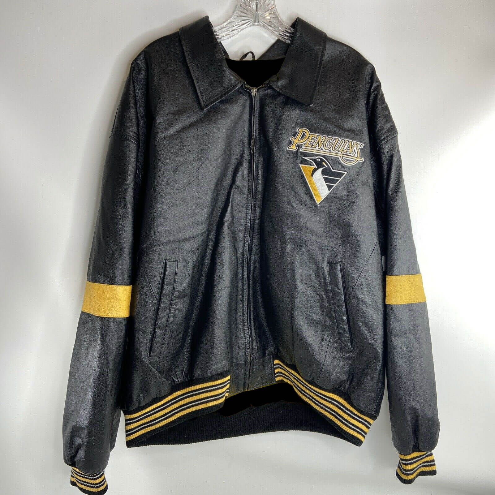 Vintage Black Pittsburgh Penguins Leather Jacket - Maker of Jacket