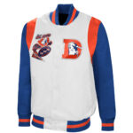 White Navy Denver Broncos NFL Team Satin Jacket