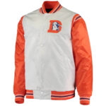 White Orange Denver Broncos NFL Team Satin Jacket