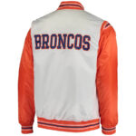 White Orange Denver Broncos NFL Team Satin Jacket