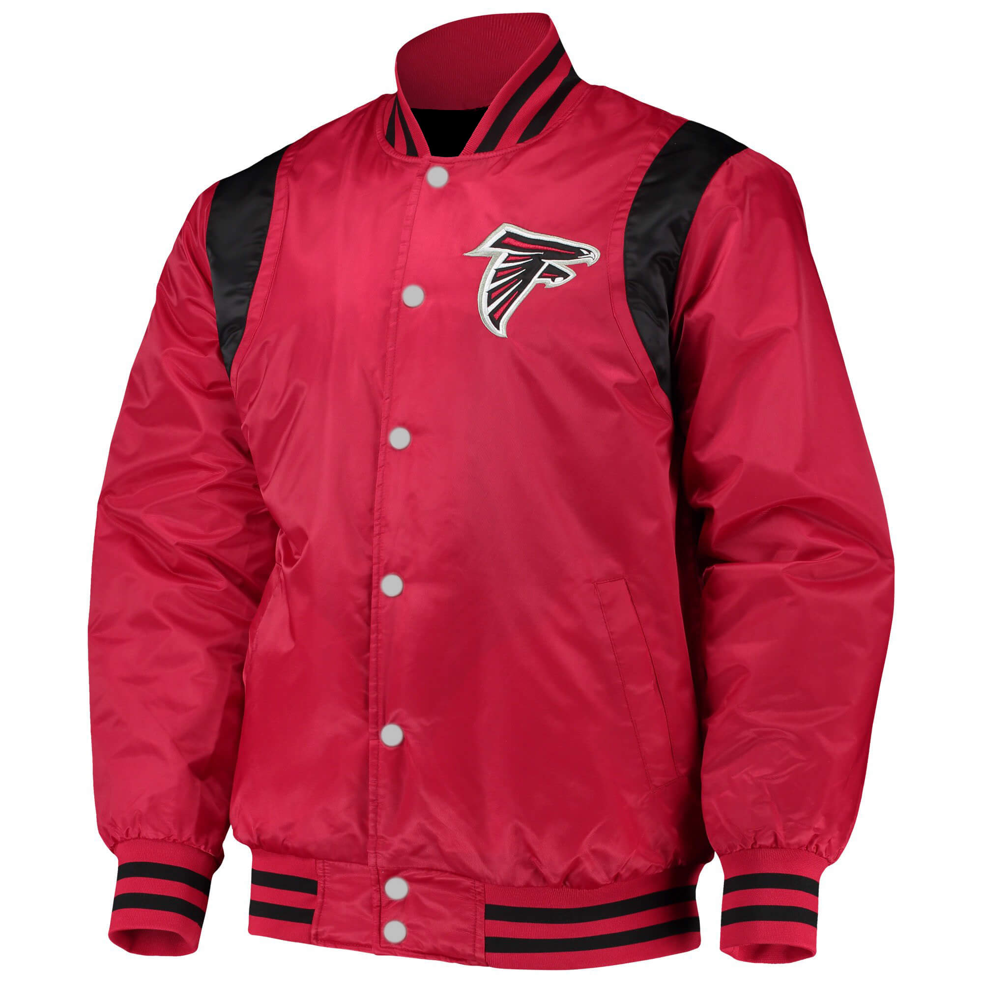 Atlanta Falcons NFL Red And Black Satin Jacket (1) Atlanta Falcons NFL Red And Black Satin Jacket