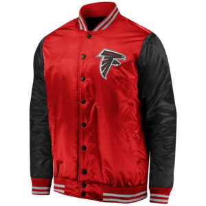 Atlanta Falcons NFL Scarlet And Black Satin Jacket