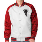 Atlanta Falcons NFL White And Scarlet Satin Jacket