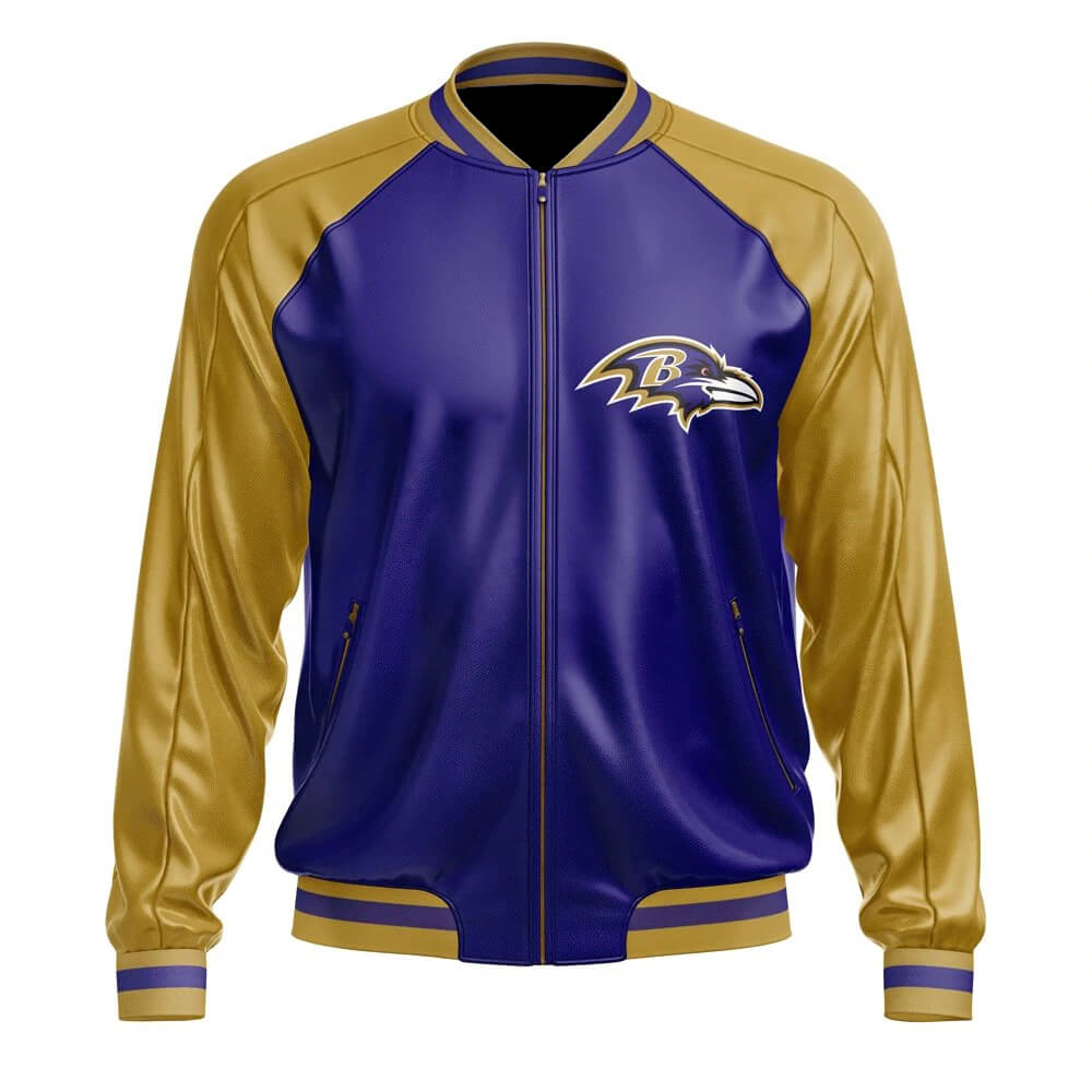 Baltimore Ravens NFL Leather Bomber Jacket (1) Baltimore Ravens NFL Leather Bomber Jacket