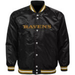 Baltimore Ravens NFL Team Black Satin Jacket