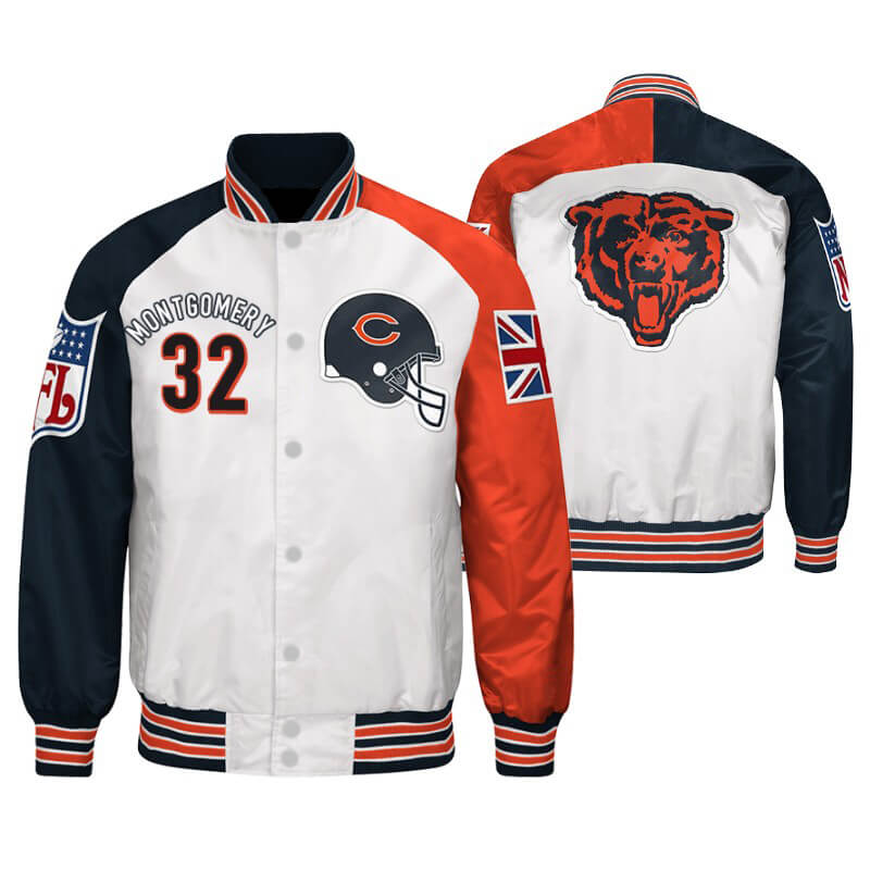 David Montgomery 32 Chicago Bears NFL Satin Jacket (1) David Montgomery 32 Chicago Bears NFL Satin Jacket