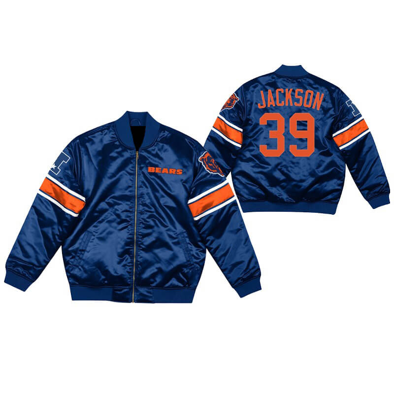 Eddie Jackson 39 Chicago Bears NFL Team Satin Jacket (1) Eddie Jackson 39 Chicago Bears NFL Team Satin Jacket