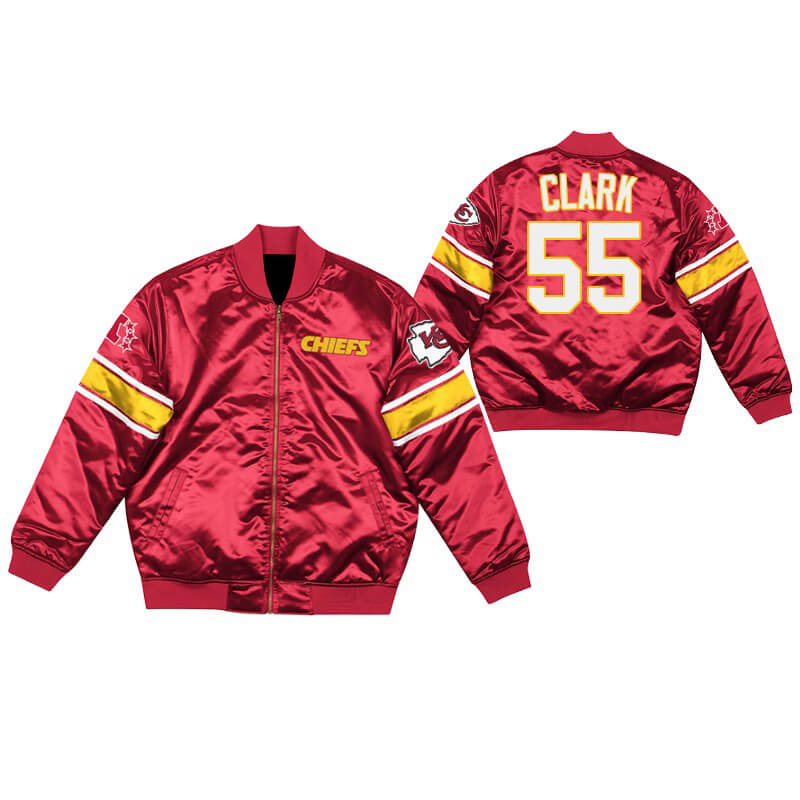 Frank Clark Kansas City Chiefs NFL Satin Jacket (1) Frank Clark Kansas City Chiefs NFL Satin Jacket