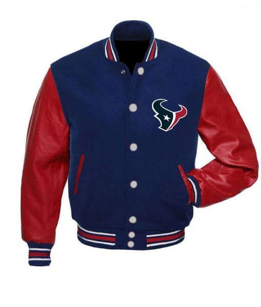 Houston Texans NFL Blue And Red Varsity Jacket (1) Houston Texans NFL Blue And Red Varsity Jacket