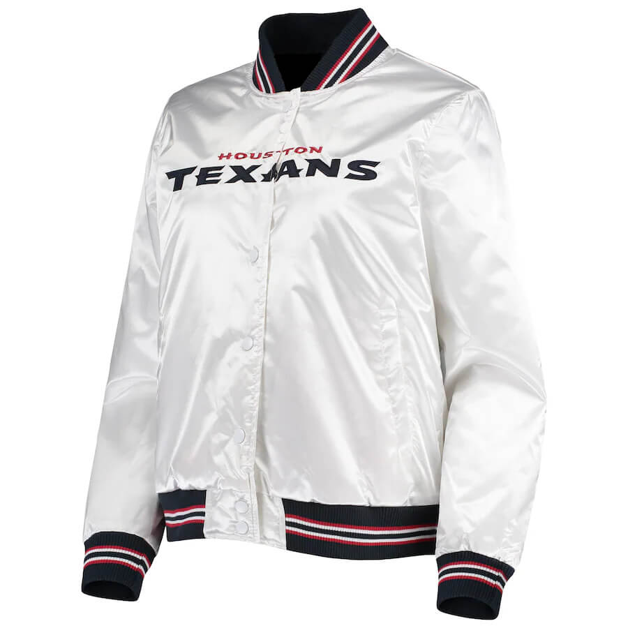 Houston Texans NFL White Satin Jacket (1) Houston Texans NFL White Satin Jacket