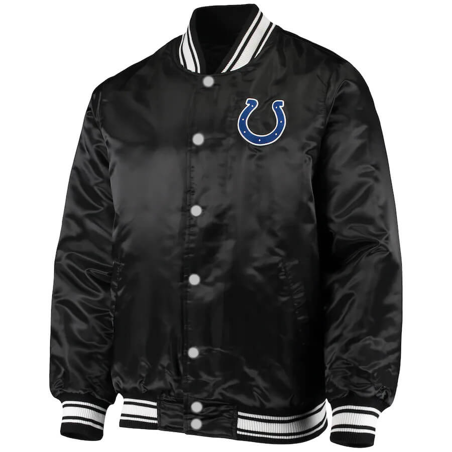 Indianapolis Colts NFL Black Satin Jacket (1) Indianapolis Colts NFL Black Satin Jacket