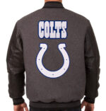 Indianapolis Colts NFL Gray And Black Varsity Jacket