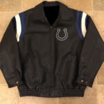 Indianapolis Colts NFL Team Black Leather Jacket