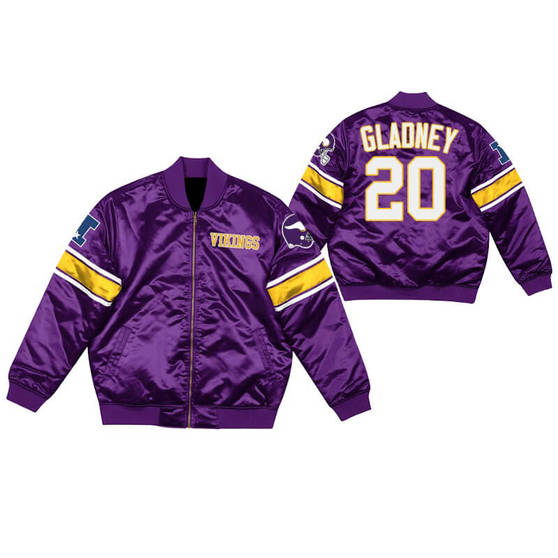 Jeff Gladney Minnesota Vikings NFL Satin Jacket (1) Jeff Gladney Minnesota Vikings NFL Satin Jacket
