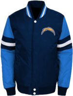 Los Angeles Chargers Blue Bomber Jacket Front