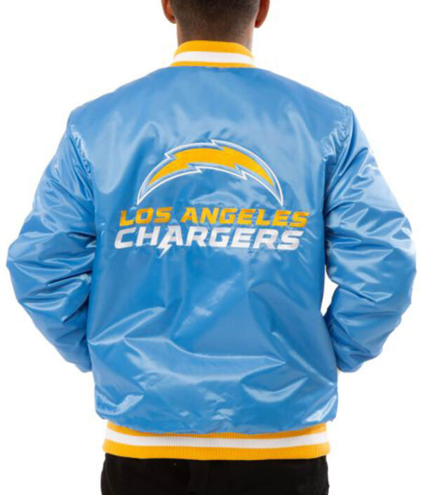 Los Angeles Chargers Light Blue Satin Jacket Back