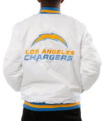 Los Angeles Chargers White Satin Jacket Back