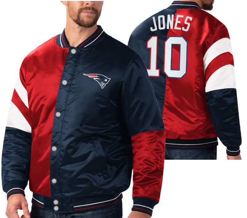 Mac Jones 10 New England Patriots NFL Satin Jacket (1) Mac Jones 10 New England Patriots NFL Satin Jacket