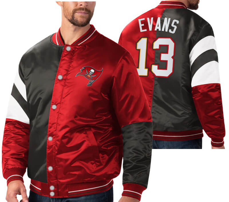 Mike Evans 13 Tampa Bay Buccaneers NFL Satin Jacket (1) Mike Evans 13 Tampa Bay Buccaneers NFL Satin Jacket