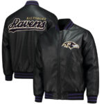 NFL Baltimore Ravens Black Leather Jacket