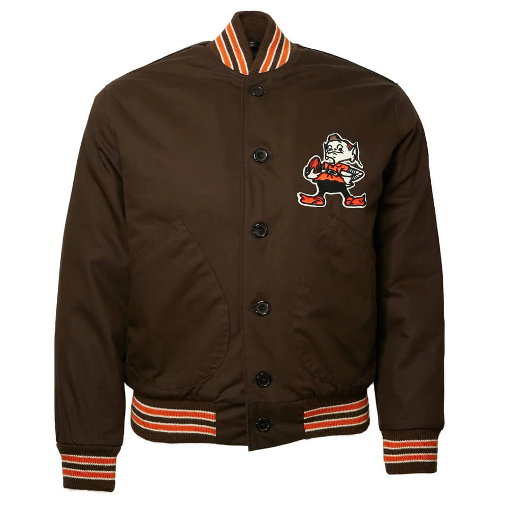NFL Cleveland Browns 1950 Brown Satin Jacket (1) NFL Cleveland Browns 1950 Brown Satin Jacket