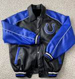 NFL Indianapolis Colts Black And Blue Leather Jacket
