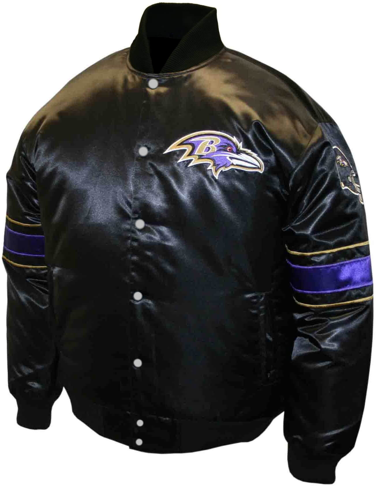 NFL Team Baltimore Ravens Black Satin Jacket (1) NFL Team Baltimore Ravens Black Satin Jacket
