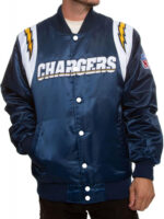 NFL Team Los Angeles Chargers Navy Satin Jacket Front
