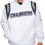 NFL Team Los Angeles Chargers White Satin Jacket Front