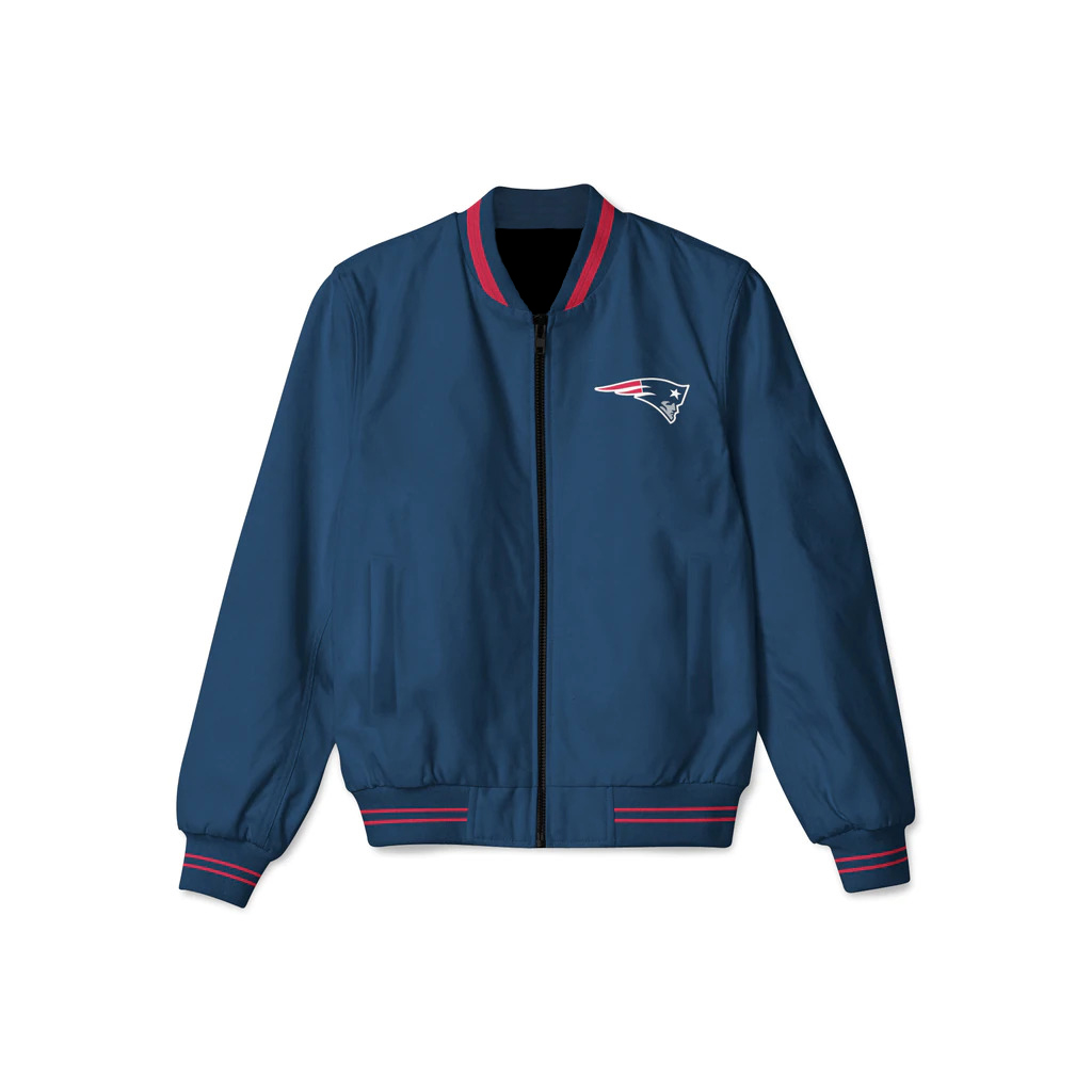 New England Patriots NFL Navy Bomber Jacket (1) New England Patriots NFL Navy Bomber Jacket